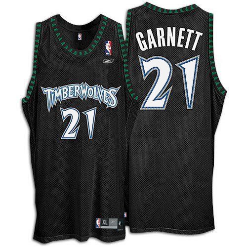 Reebok Minnesota Timberwolves Authentic Black Kevin Garnett Jersey - Men's